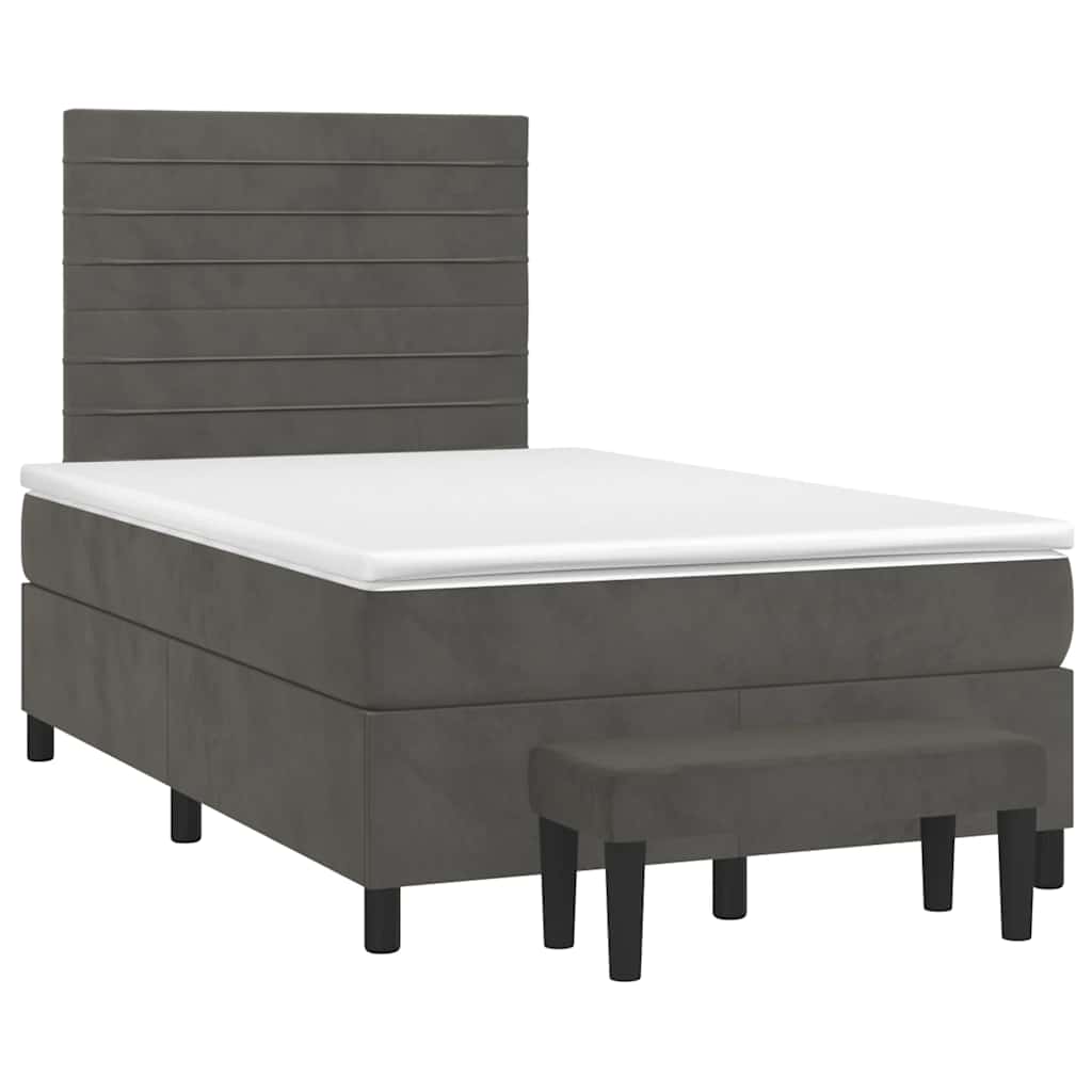 Sommier à lattes de lit et matelas gris foncé 120x190cm velours - XIOS