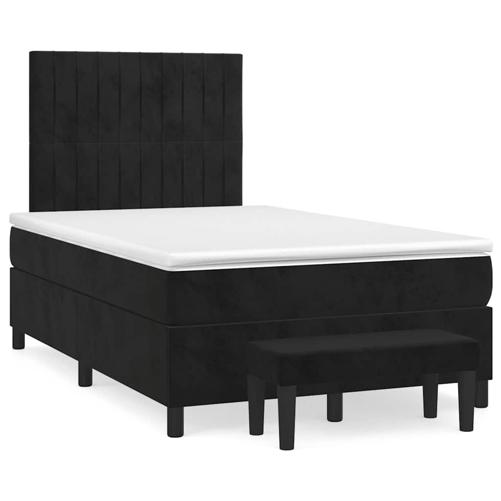 Sommier à lattes de lit avec matelas noir 120x190 cm velours - XIOS