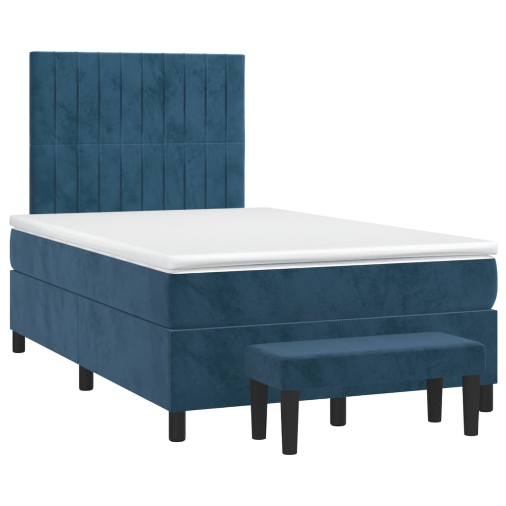 Sommier à lattes de lit et matelas bleu foncé 120x190cm velours - XIOS