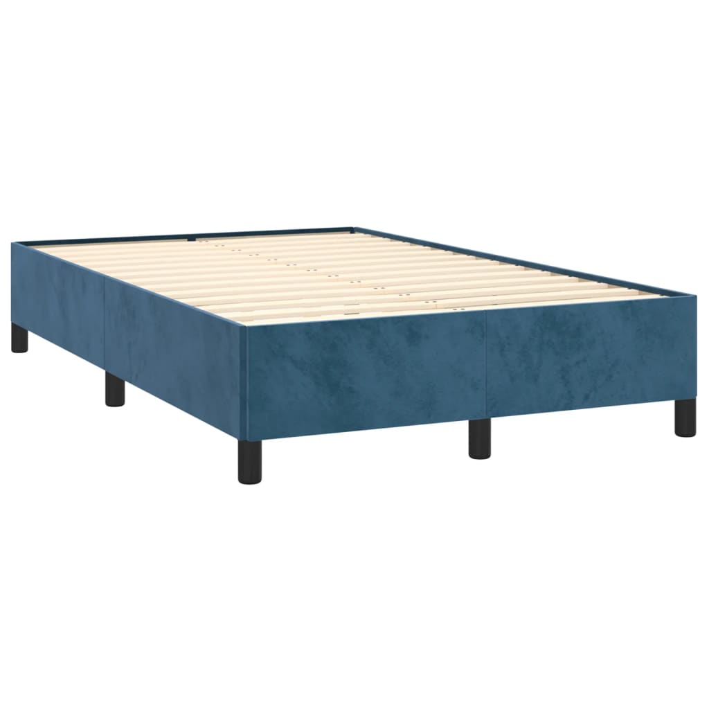 Sommier à lattes de lit et matelas bleu foncé 120x190cm velours - XIOS