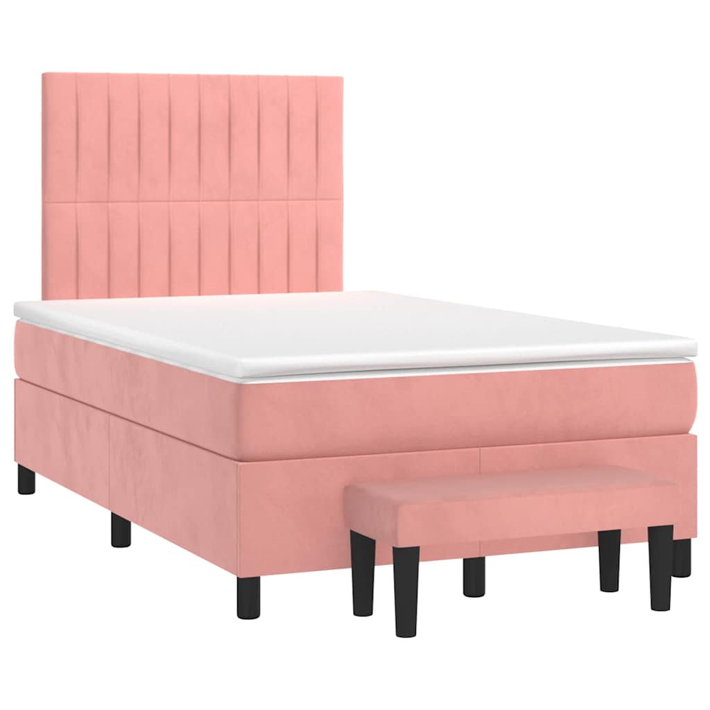 Sommier à lattes de lit avec matelas rose 120x190 cm velours - XIOS