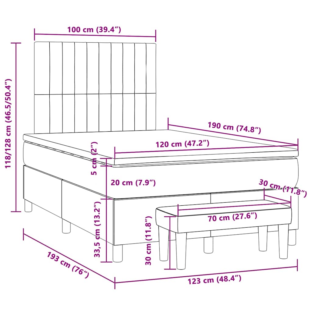 Sommier à lattes de lit avec matelas rose 120x190 cm velours - XIOS