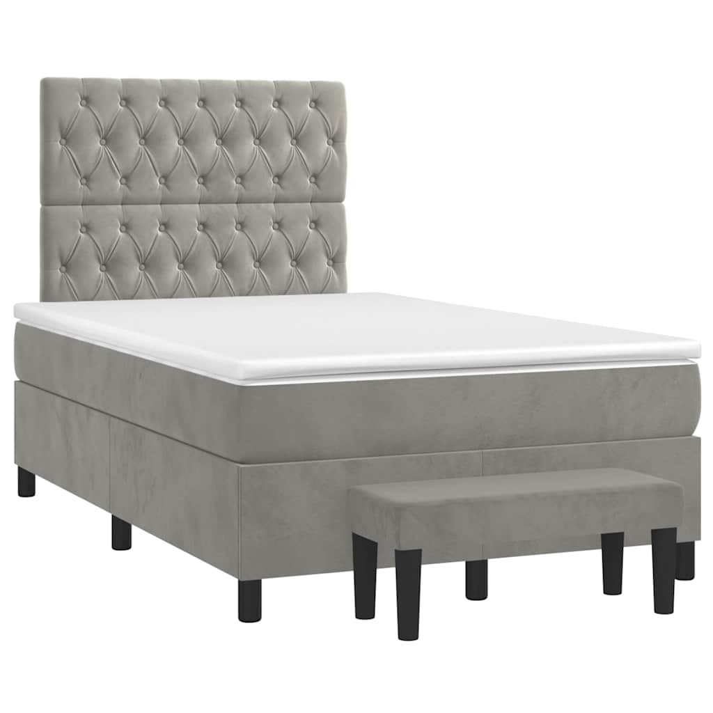 Sommier à lattes de lit et matelas gris clair 120x190cm velours - XIOS