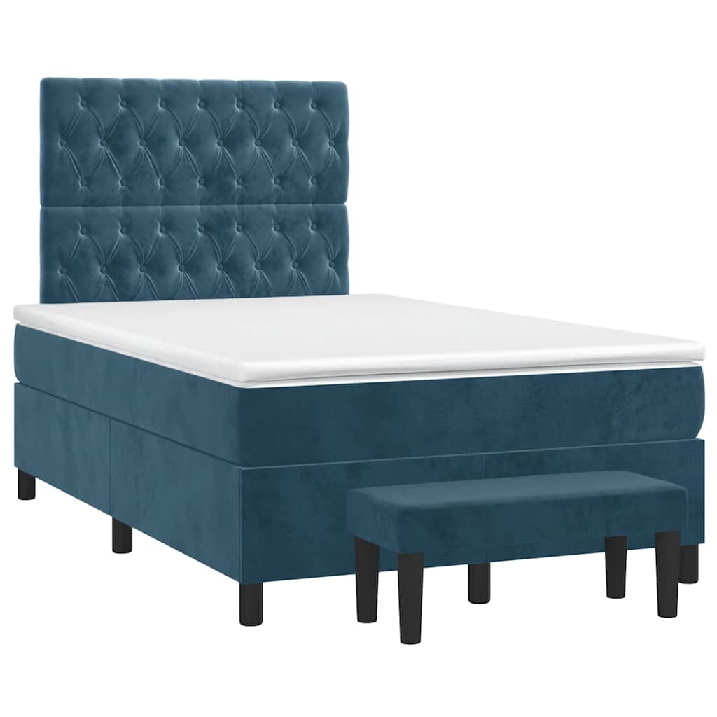 Sommier à lattes de lit et matelas bleu foncé 120x190cm velours - XIOS