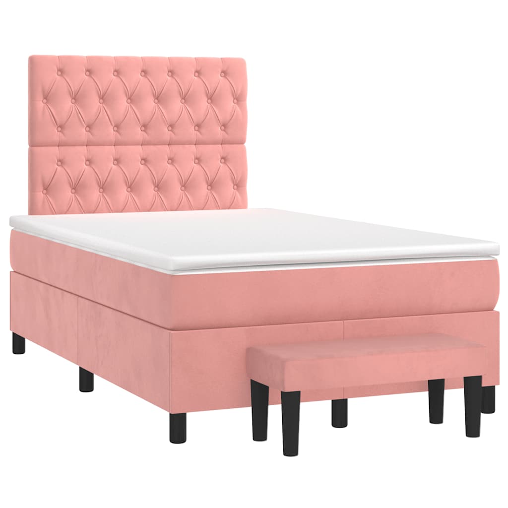 Sommier à lattes de lit avec matelas rose 120x190 cm velours - XIOS