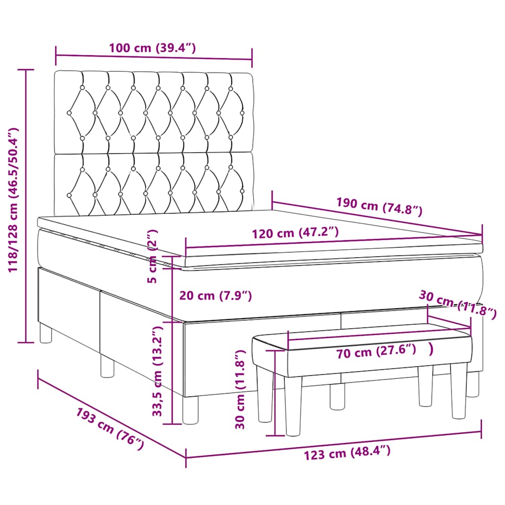 Sommier à lattes de lit avec matelas rose 120x190 cm velours - XIOS