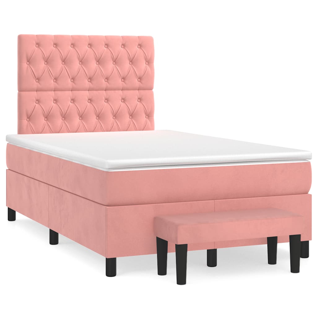 Sommier à lattes de lit avec matelas rose 120x190 cm velours - XIOS