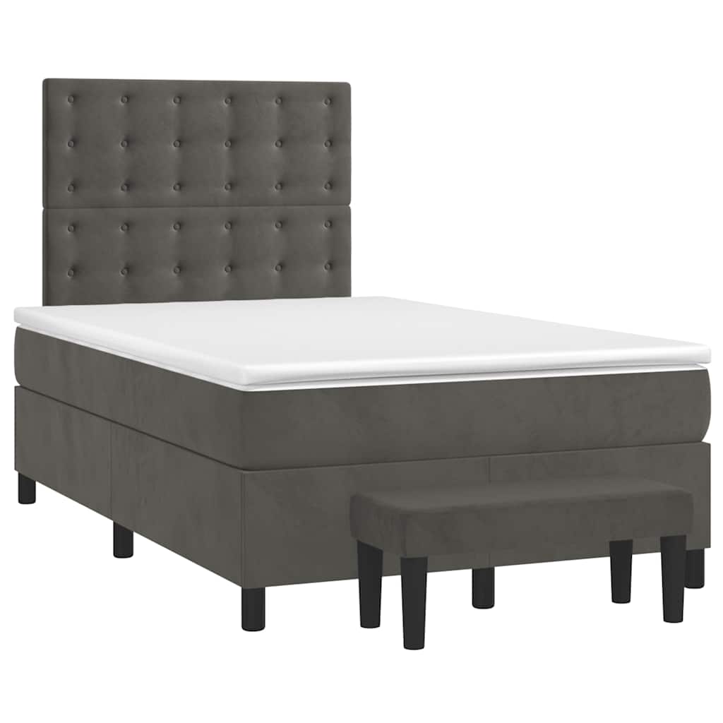 Sommier à lattes de lit et matelas gris foncé 120x190cm velours - XIOS