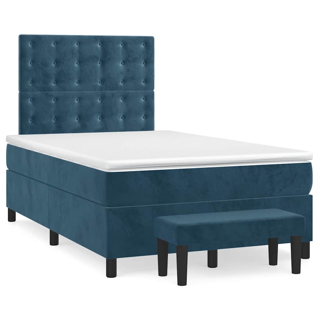 Sommier à lattes de lit et matelas bleu foncé 120x190cm velours - XIOS