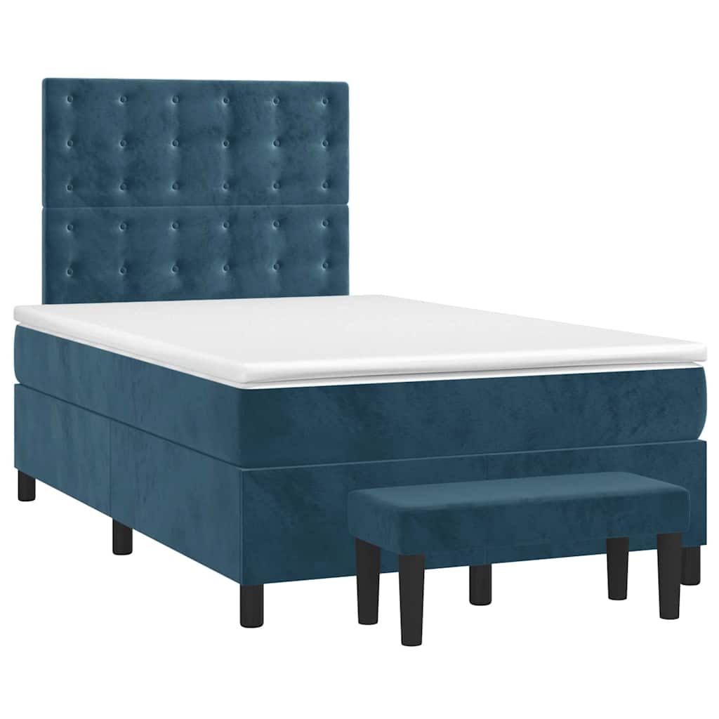 Sommier à lattes de lit et matelas bleu foncé 120x190cm velours - XIOS