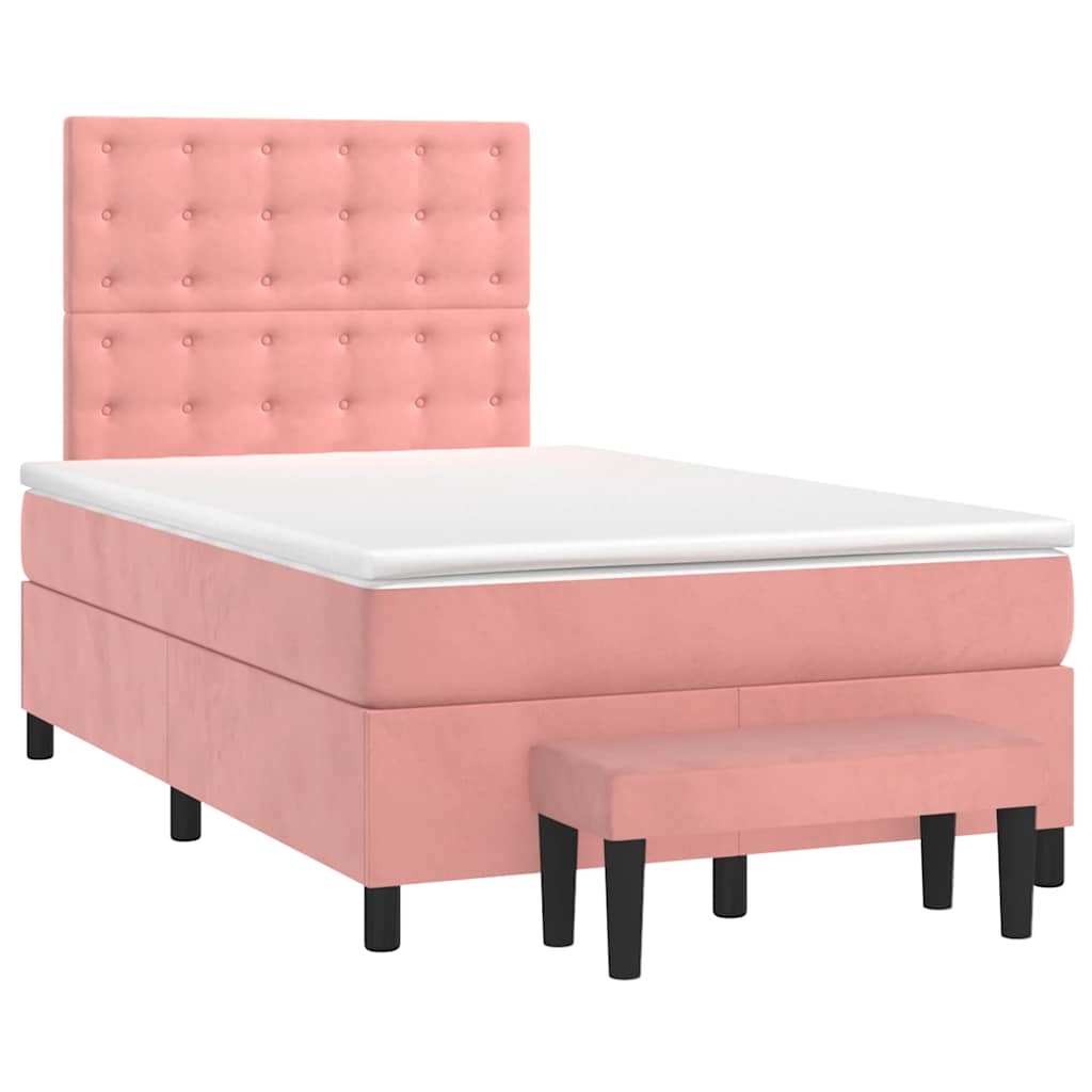 Sommier à lattes de lit avec matelas rose 120x190 cm velours - XIOS