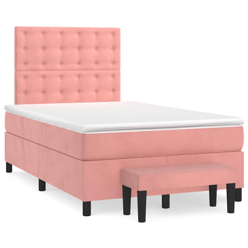 Sommier à lattes de lit avec matelas rose 120x190 cm velours - XIOS