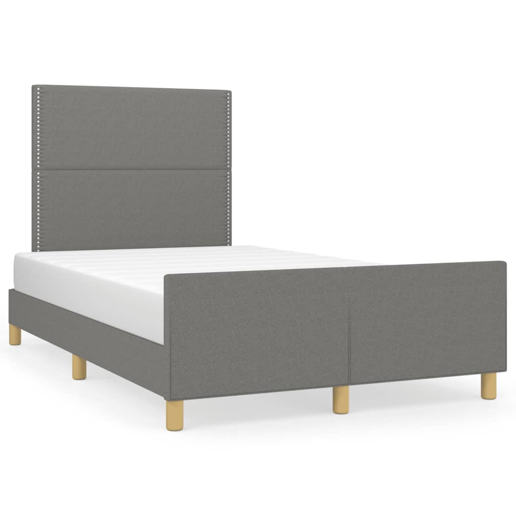 Cadre de lit sans matelas gris foncé 120x190 cm tissu - XIOS