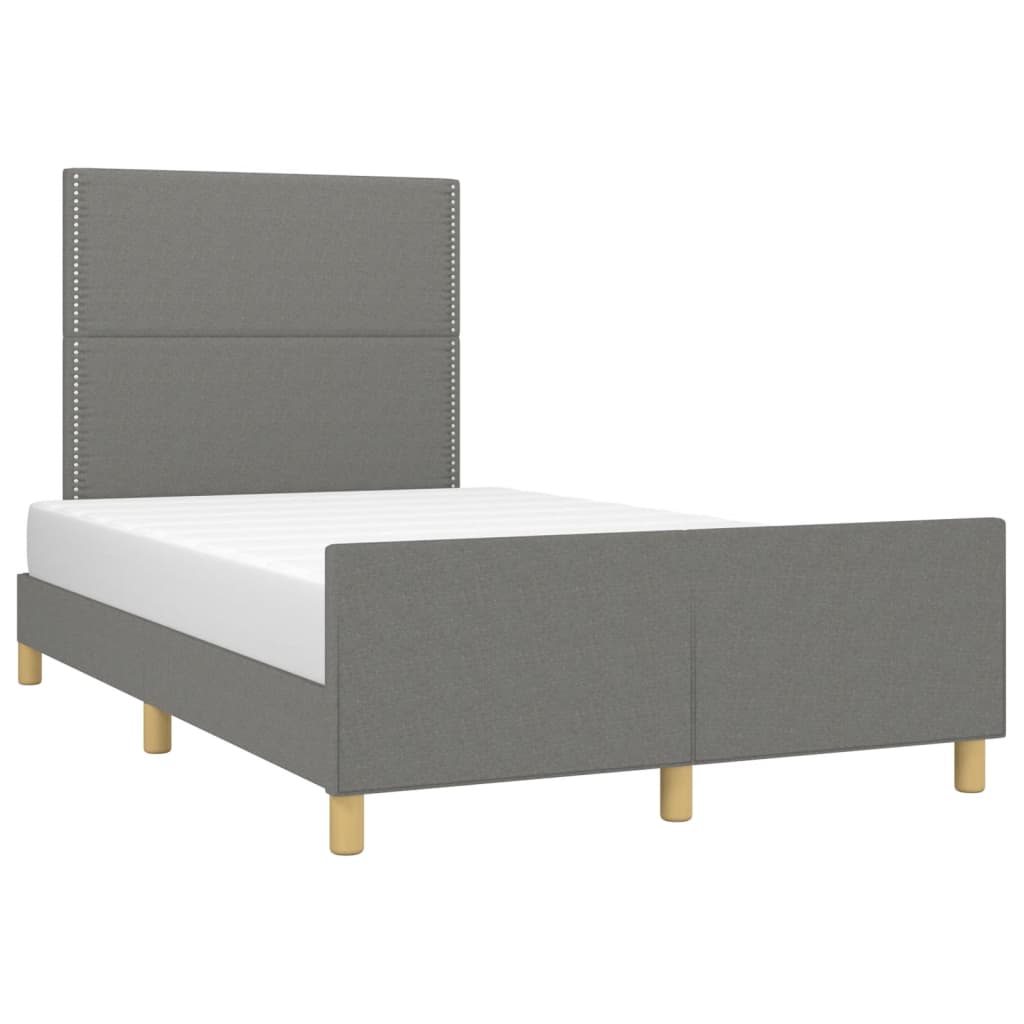 Cadre de lit sans matelas gris foncé 120x190 cm tissu - XIOS