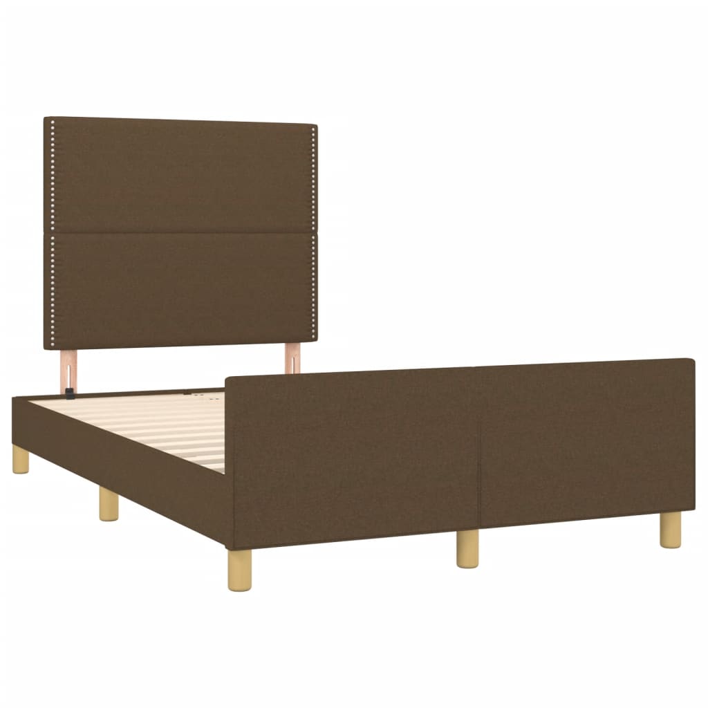 Cadre de lit sans matelas marron foncé 120x190 cm tissu - XIOS