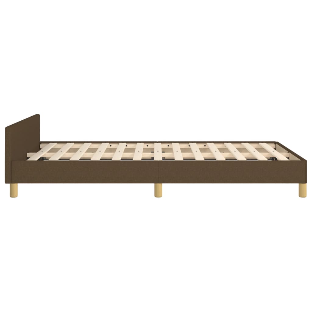Cadre de lit sans matelas marron foncé 120x190 cm tissu - XIOS