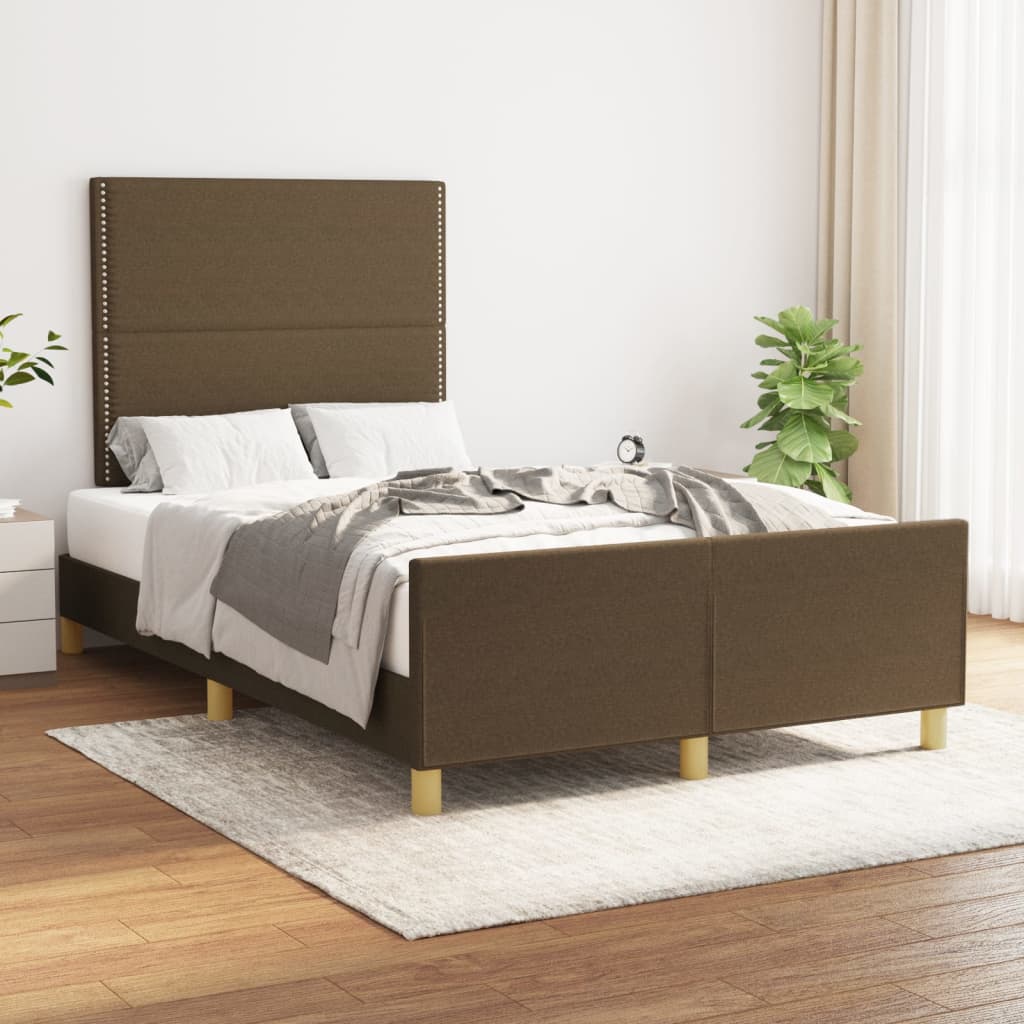 Cadre de lit sans matelas marron foncé 120x190 cm tissu - XIOS