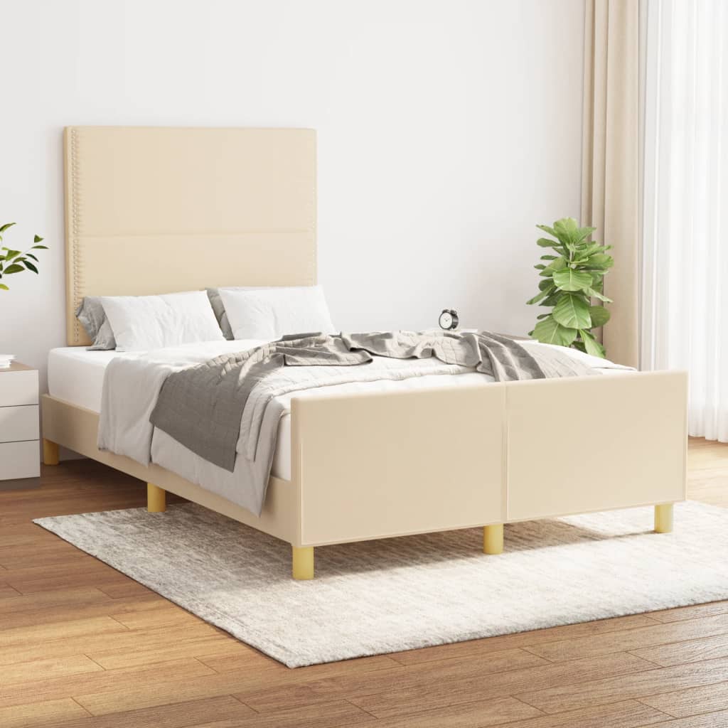 Cadre de lit sans matelas crème 120x190 cm tissu - XIOS
