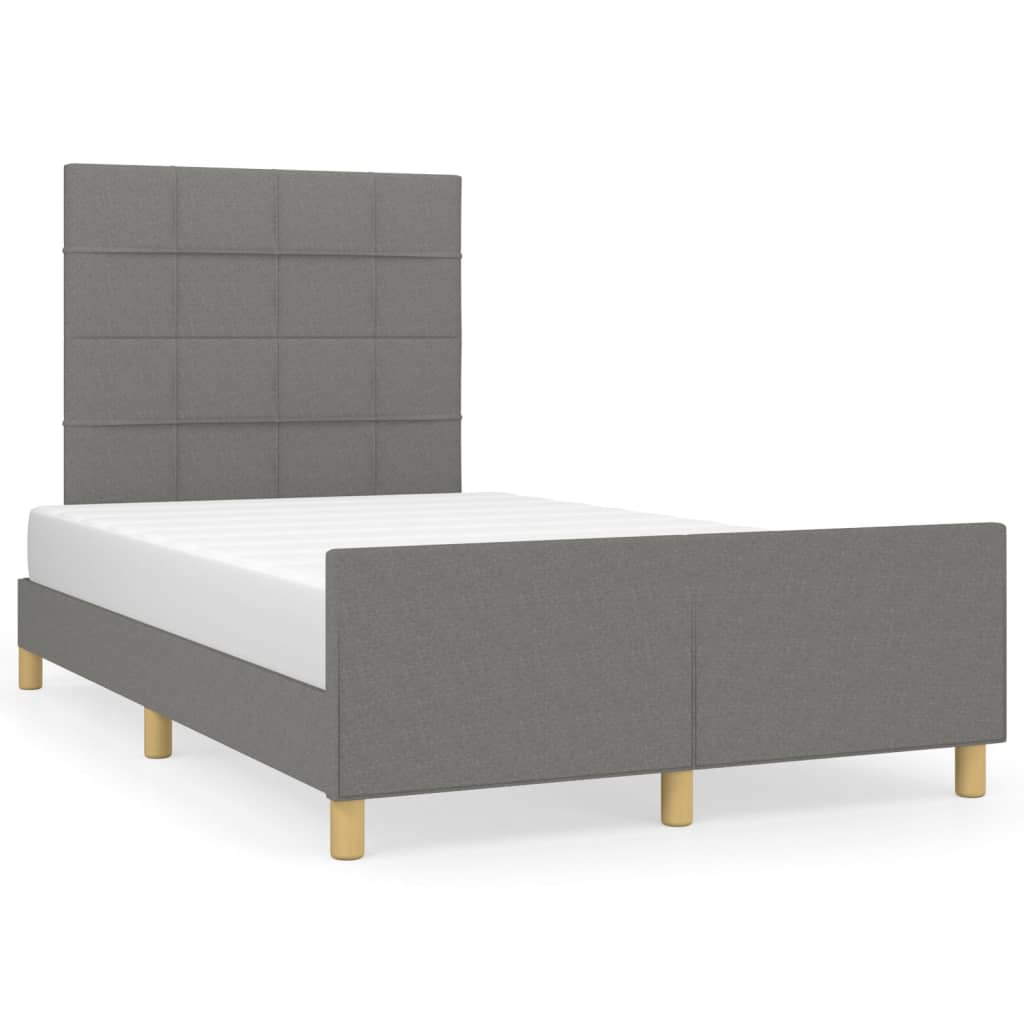 Cadre de lit sans matelas gris foncé 120x190 cm tissu - XIOS