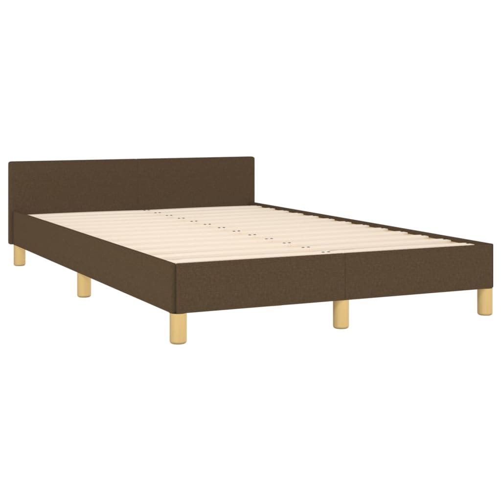 Cadre de lit sans matelas marron foncé 120x190 cm tissu - XIOS