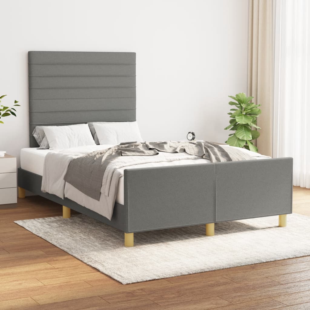 Cadre de lit sans matelas gris foncé 120x190 cm tissu - XIOS