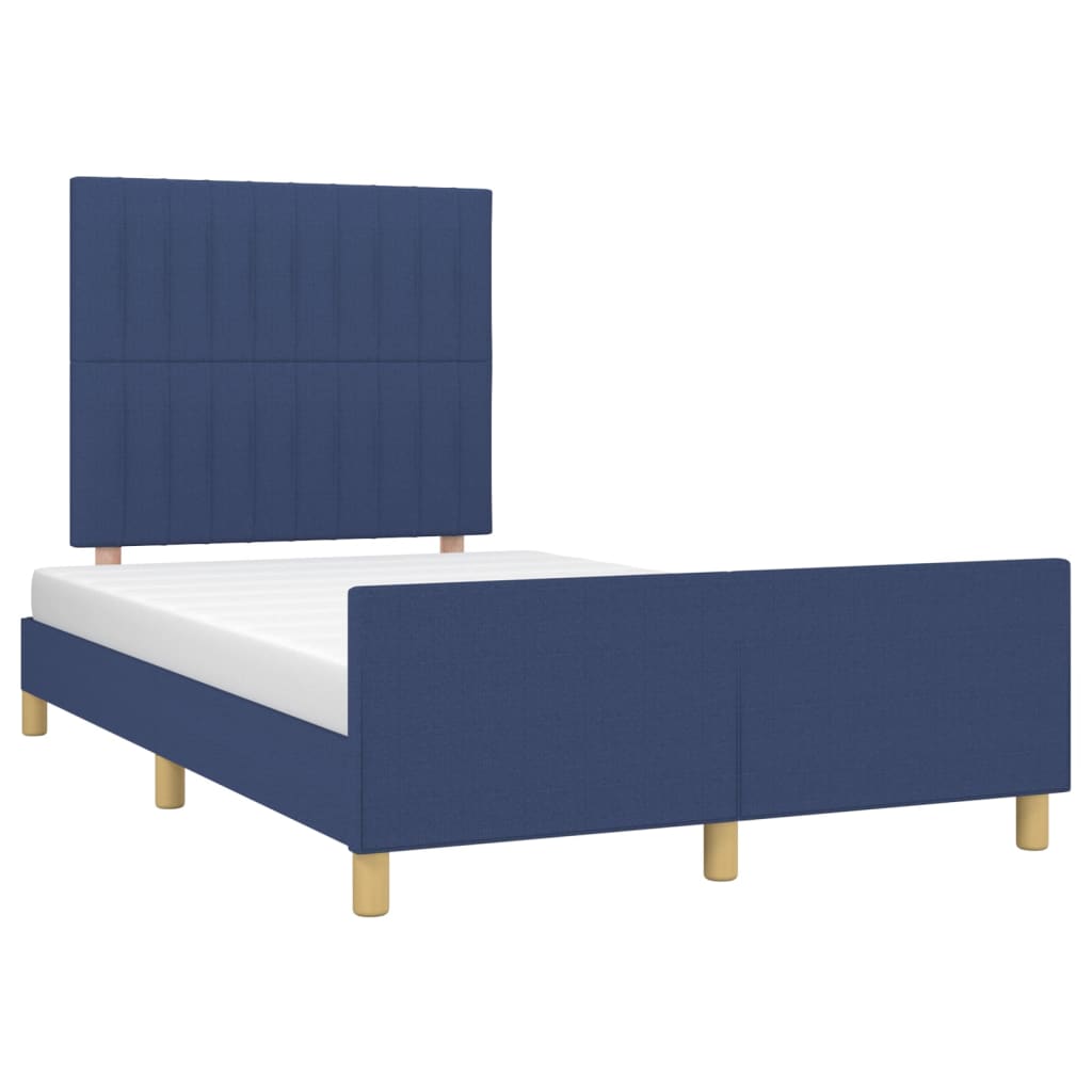 Cadre de lit sans matelas bleu 120x190 cm tissu - XIOS