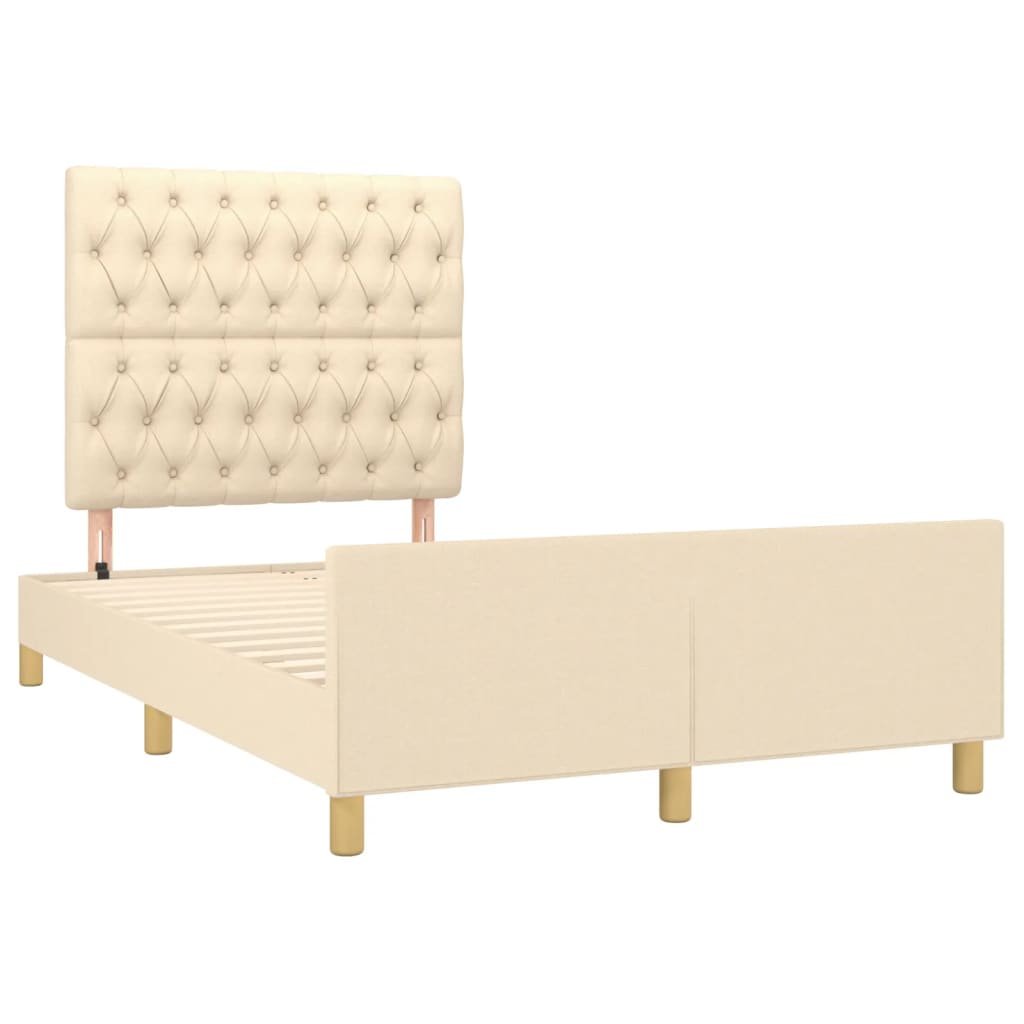 Cadre de lit sans matelas crème 120x190 cm tissu - XIOS