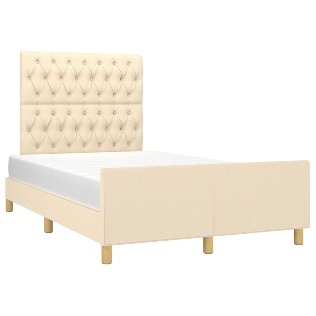 Cadre de lit sans matelas crème 120x190 cm tissu - XIOS