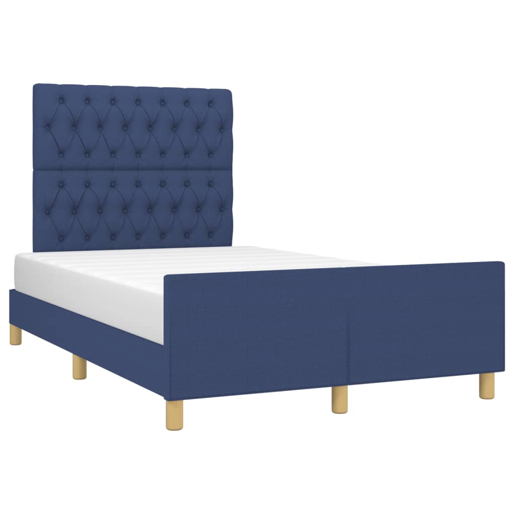 Cadre de lit sans matelas bleu 120x190 cm tissu - XIOS