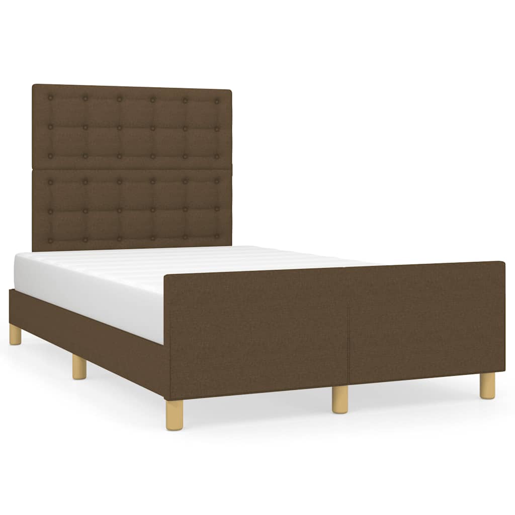 Cadre de lit sans matelas marron foncé 120x190 cm tissu - XIOS