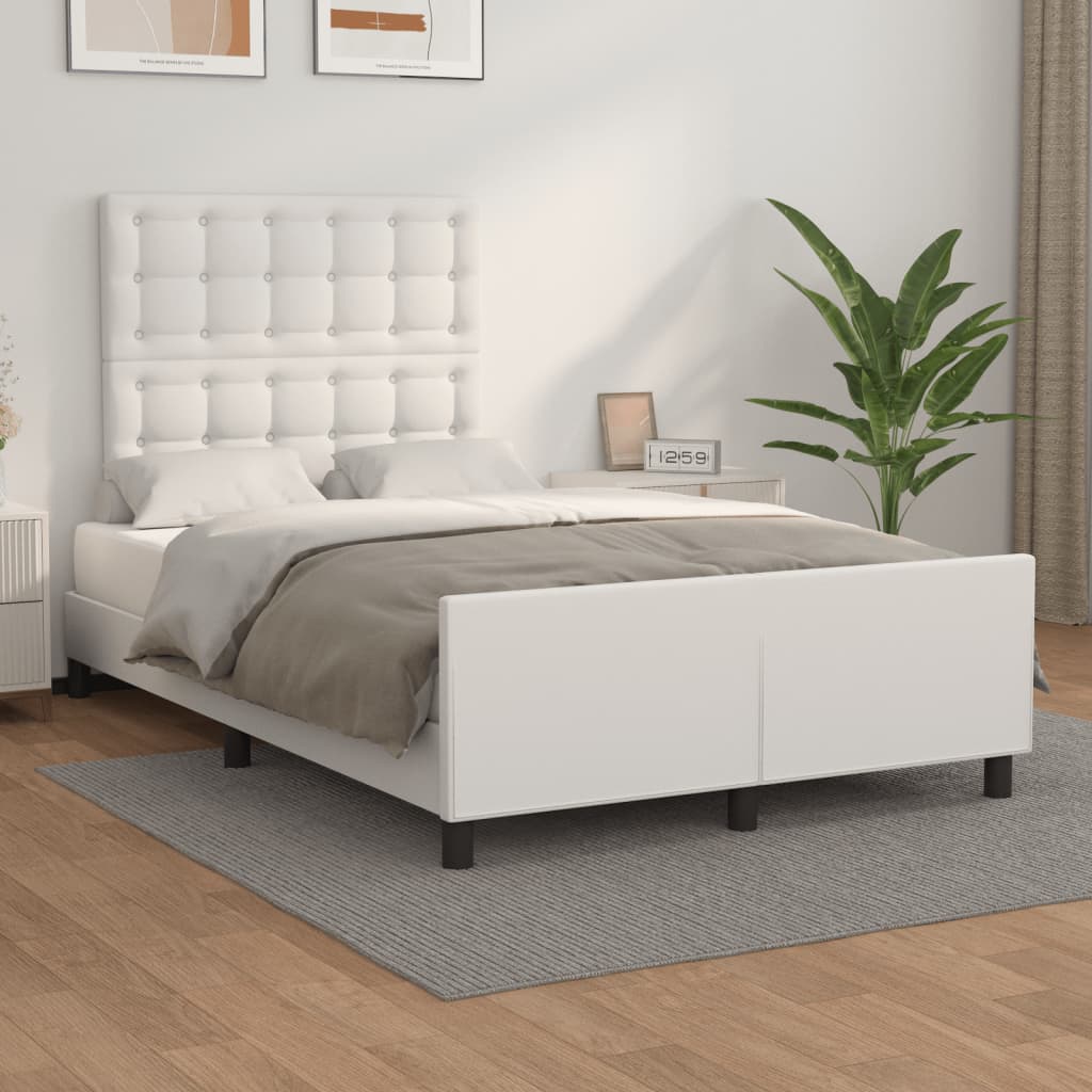 Cadre de lit sans matelas blanc 120x190 cm similicuir - XIOS