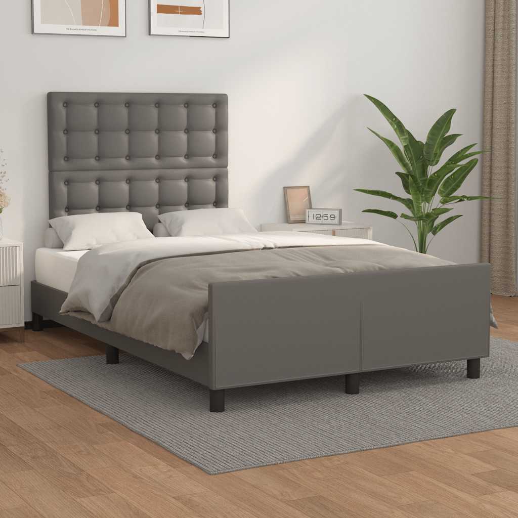 Cadre de lit sans matelas gris 120x190 cm similicuir - XIOS