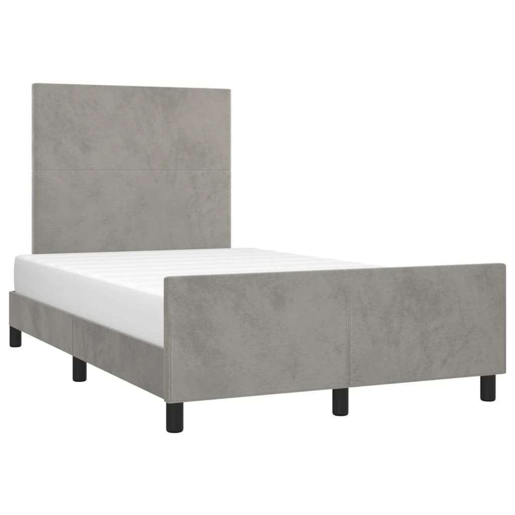 Cadre de lit sans matelas gris clair 120x190 cm velours - XIOS