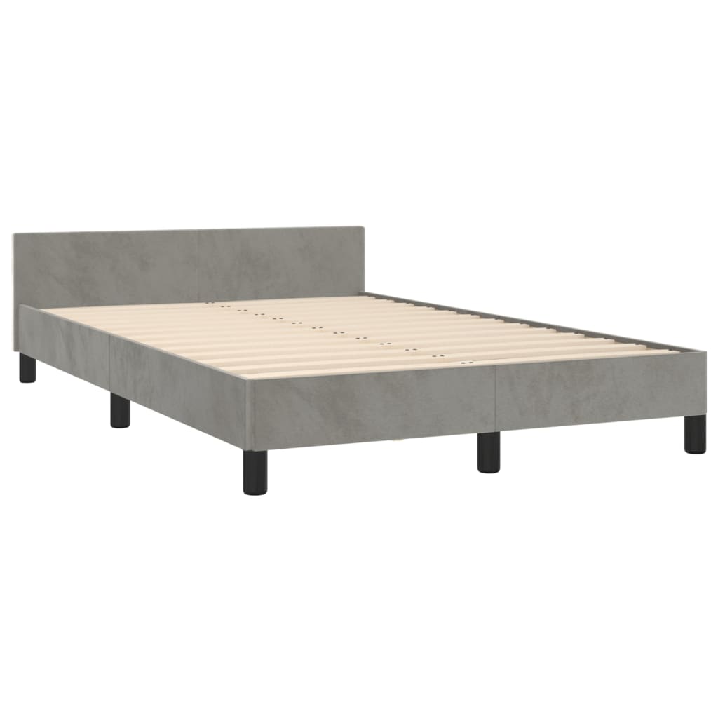 Cadre de lit sans matelas gris clair 120x190 cm velours - XIOS