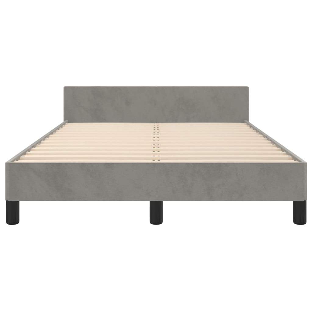 Cadre de lit sans matelas gris clair 120x190 cm velours - XIOS