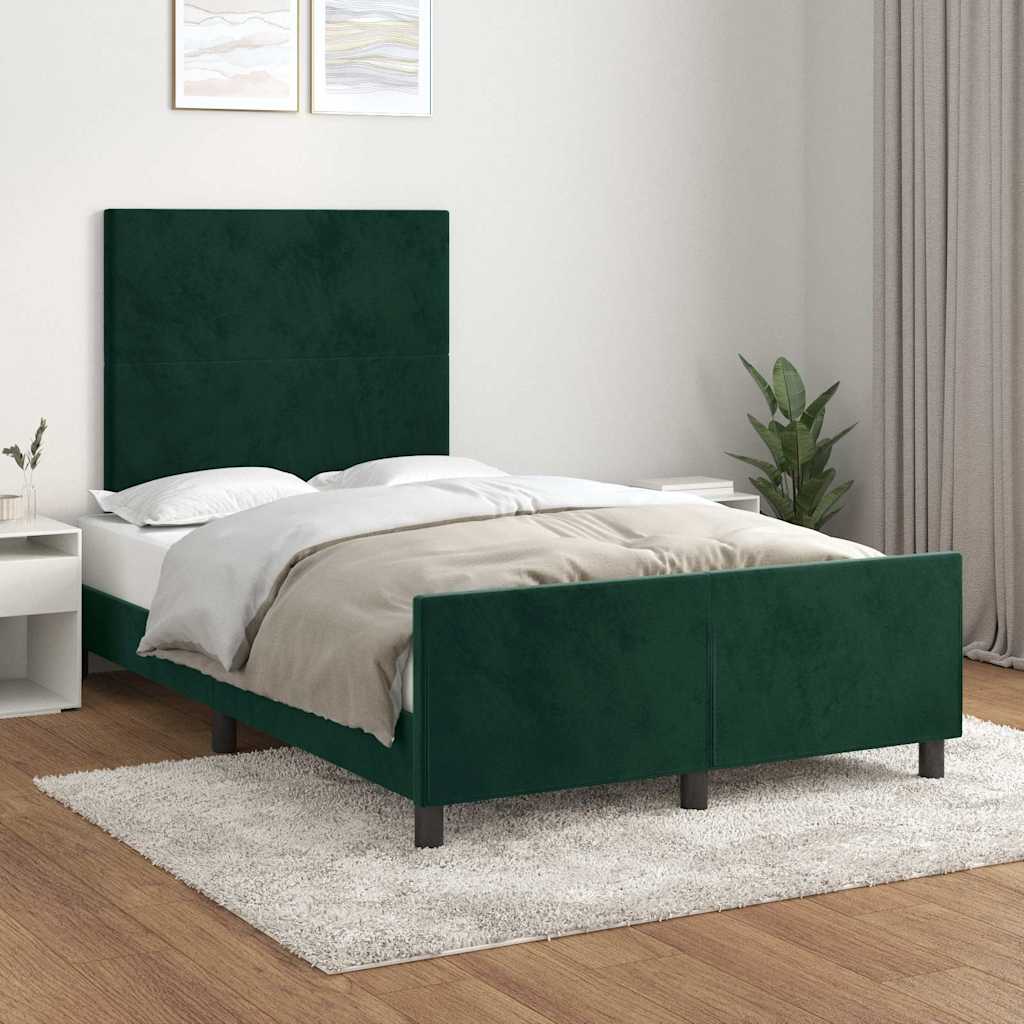 Cadre de lit sans matelas vert foncé 120x190 cm velours - XIOS
