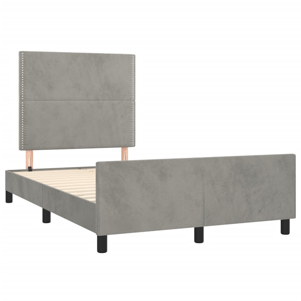 Cadre de lit sans matelas gris clair 120x190 cm velours - XIOS