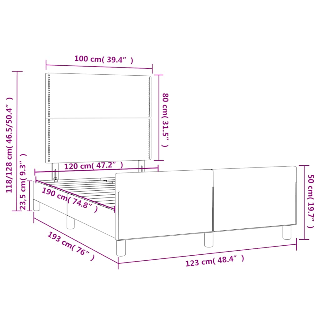 Cadre de lit sans matelas vert foncé 120x190 cm velours - XIOS