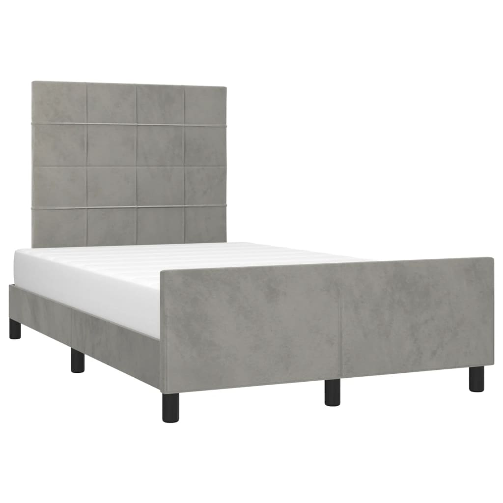 Cadre de lit sans matelas gris clair 120x190 cm velours - XIOS