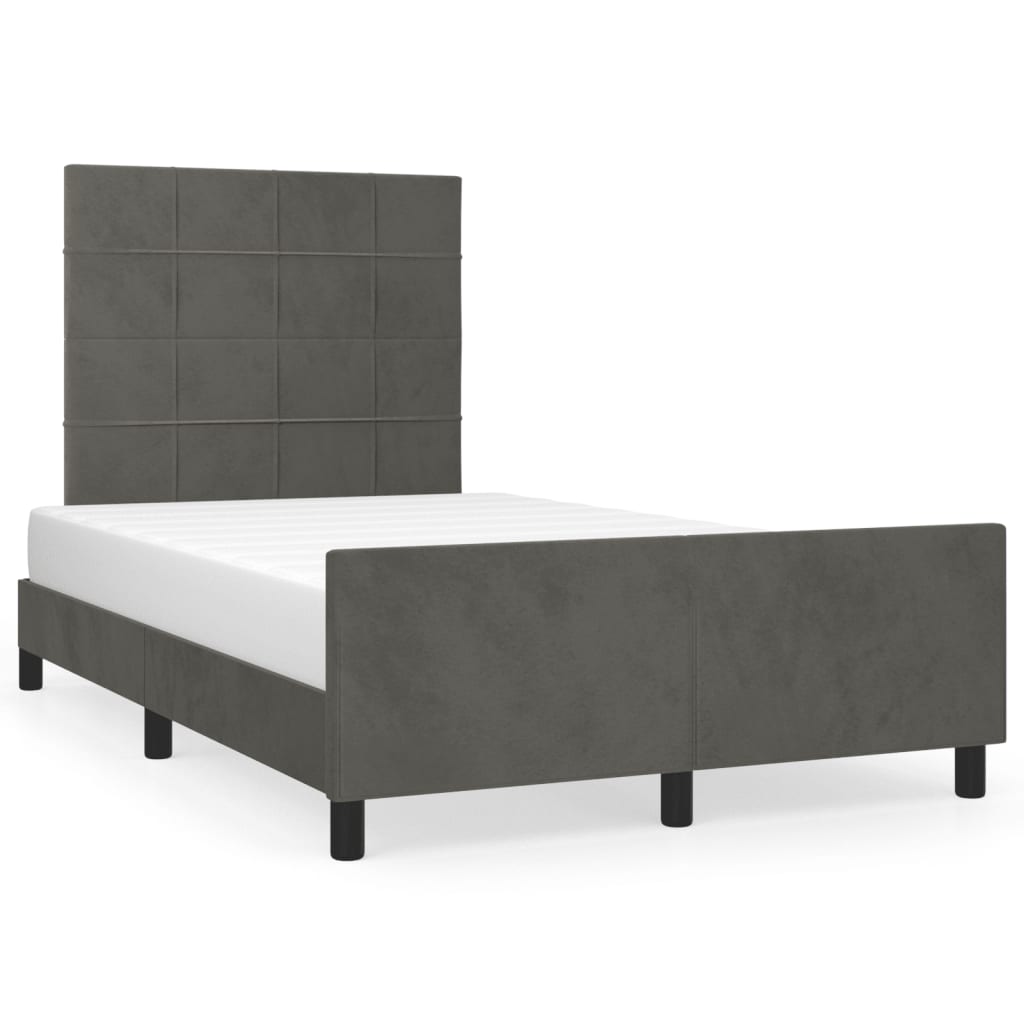 Cadre de lit sans matelas gris foncé 120x190 cm velours - XIOS