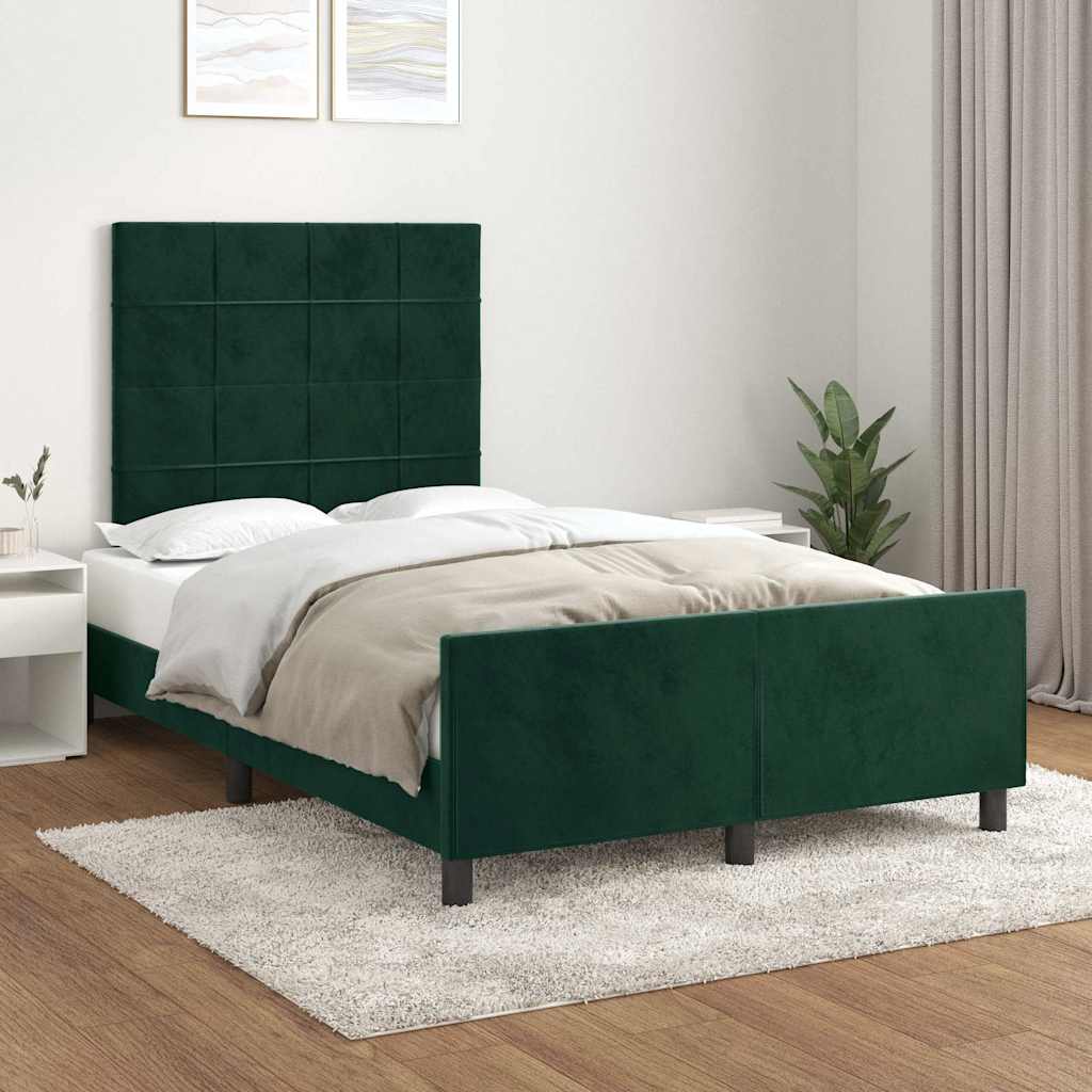 Cadre de lit sans matelas vert foncé 120x190 cm velours - XIOS