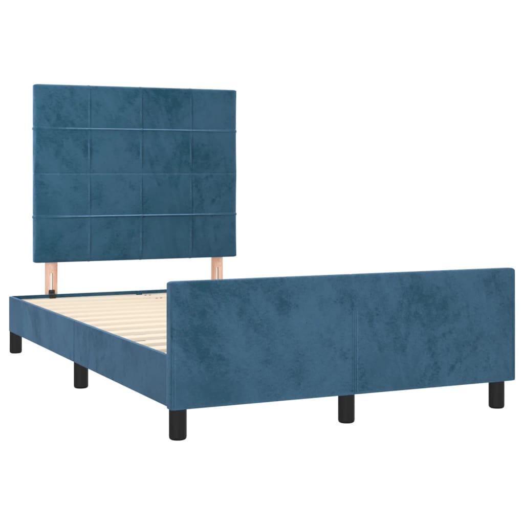 Cadre de lit sans matelas bleu foncé 120x190 cm velours - XIOS