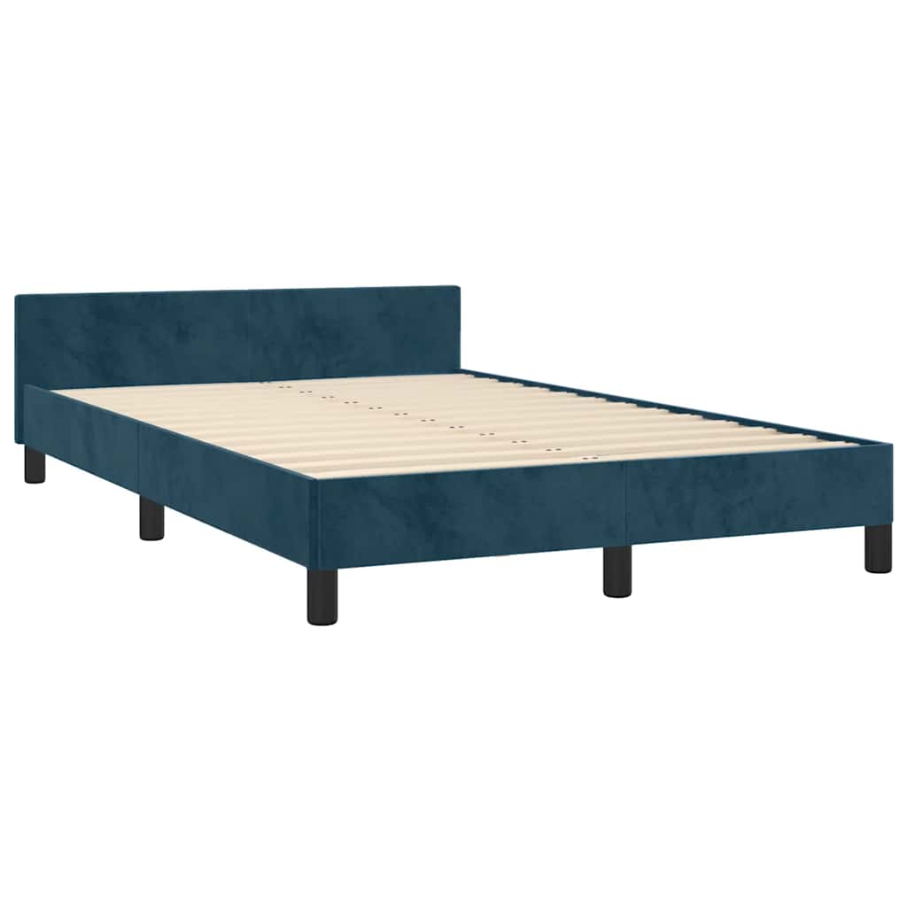 Cadre de lit sans matelas bleu foncé 120x190 cm velours - XIOS