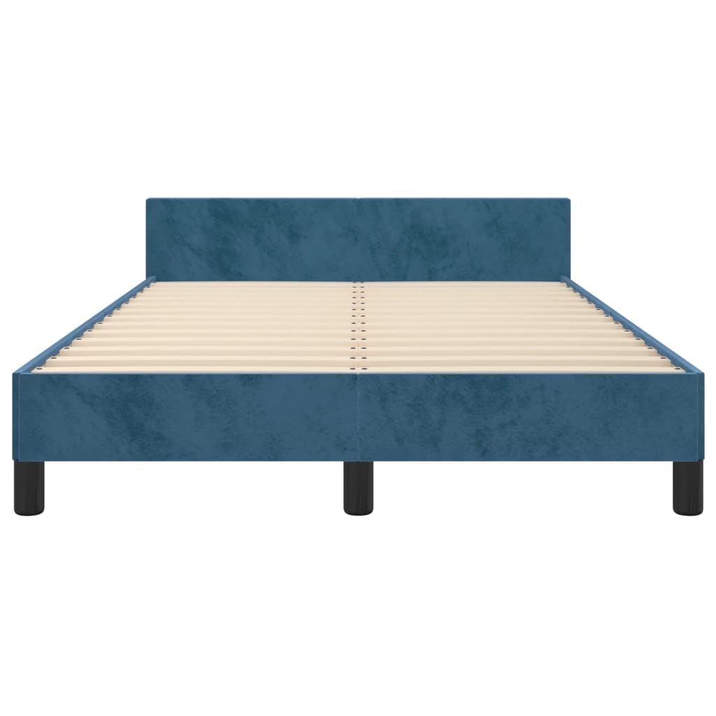 Cadre de lit sans matelas bleu foncé 120x190 cm velours - XIOS