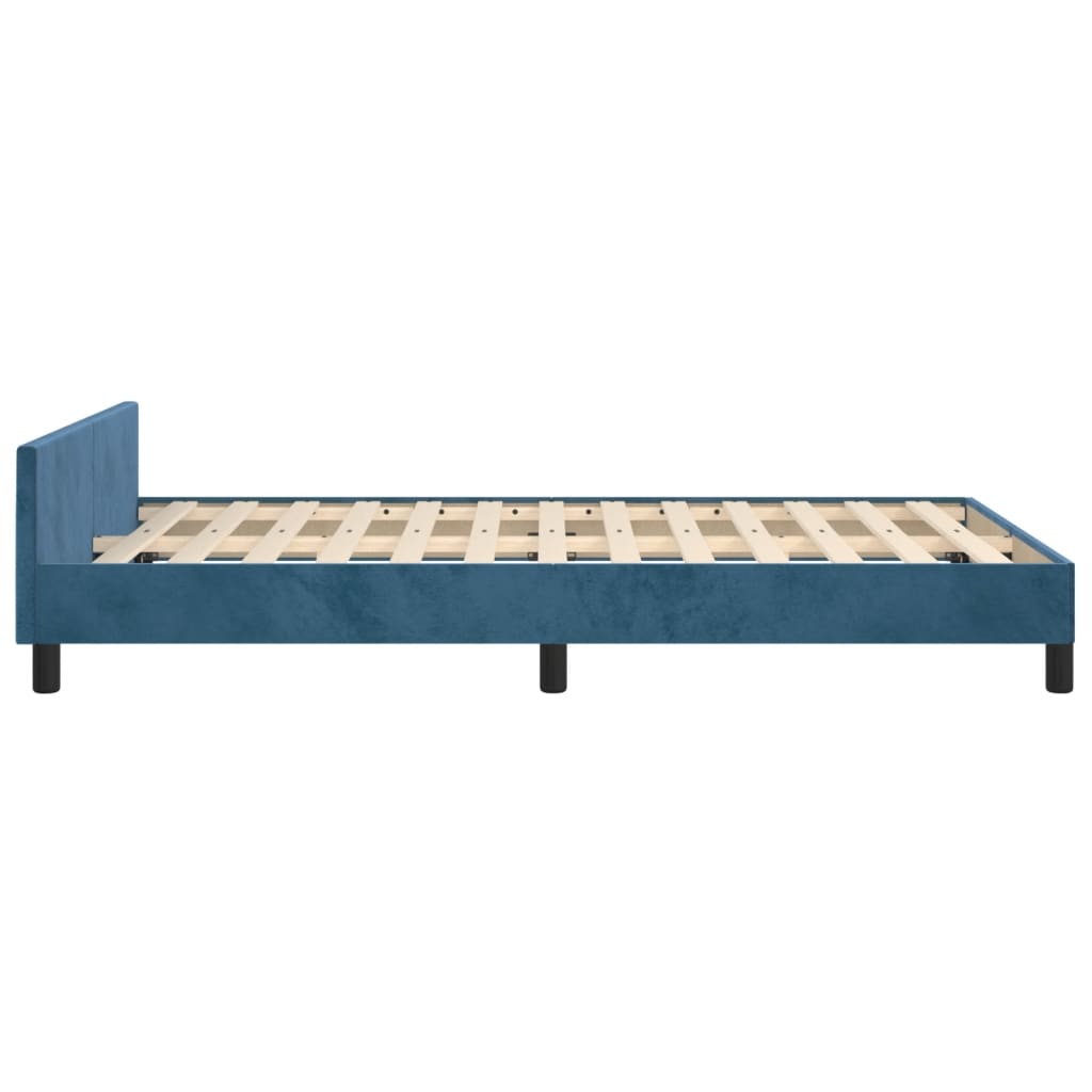 Cadre de lit sans matelas bleu foncé 120x190 cm velours - XIOS
