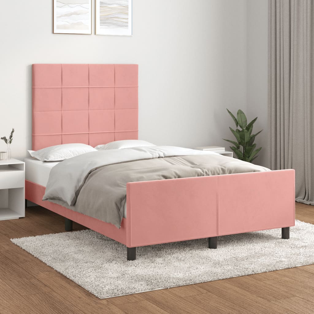 Cadre de lit sans matelas rose 120x190 cm velours - XIOS