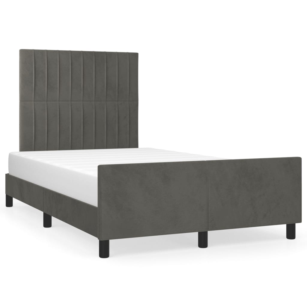Cadre de lit sans matelas gris foncé 120x190 cm velours - XIOS