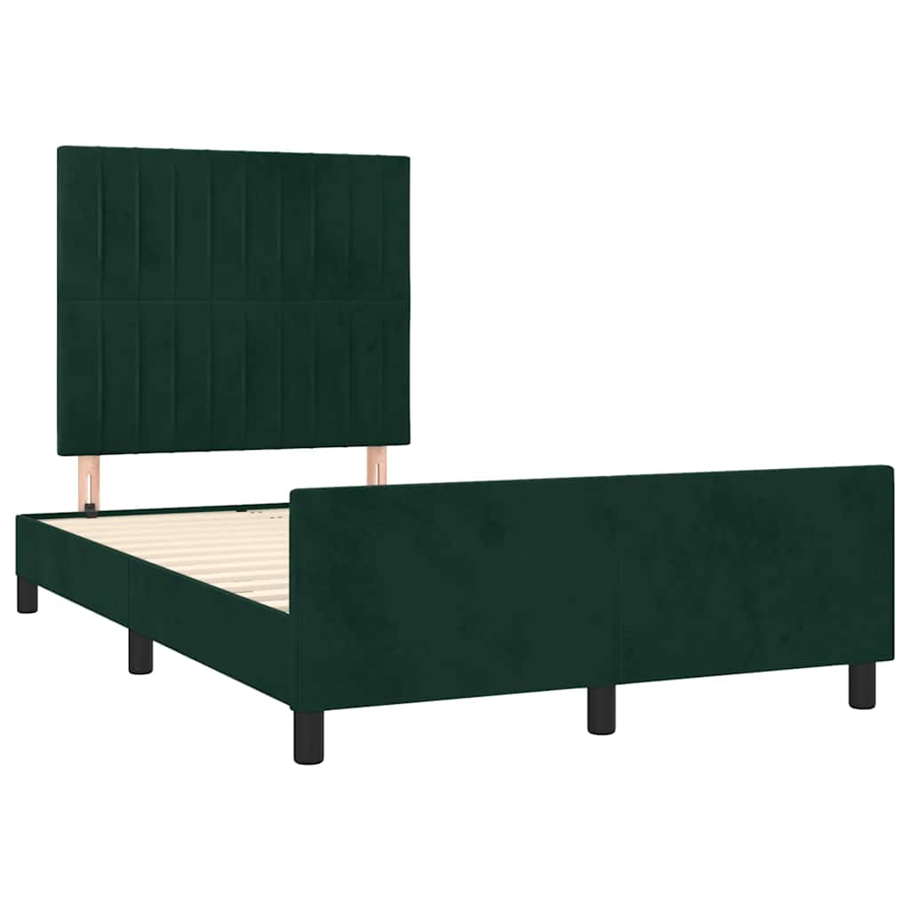 Cadre de lit sans matelas vert foncé 120x190 cm velours - XIOS