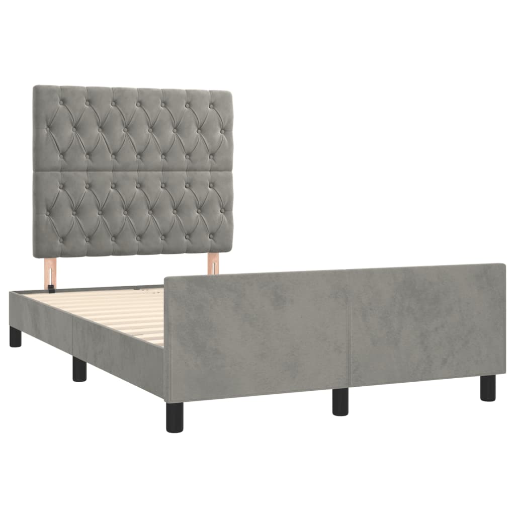 Cadre de lit sans matelas gris clair 120x190 cm velours - XIOS