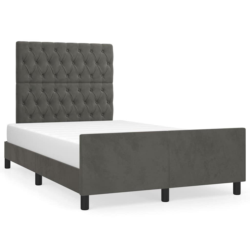 Cadre de lit sans matelas gris foncé 120x190 cm velours - XIOS